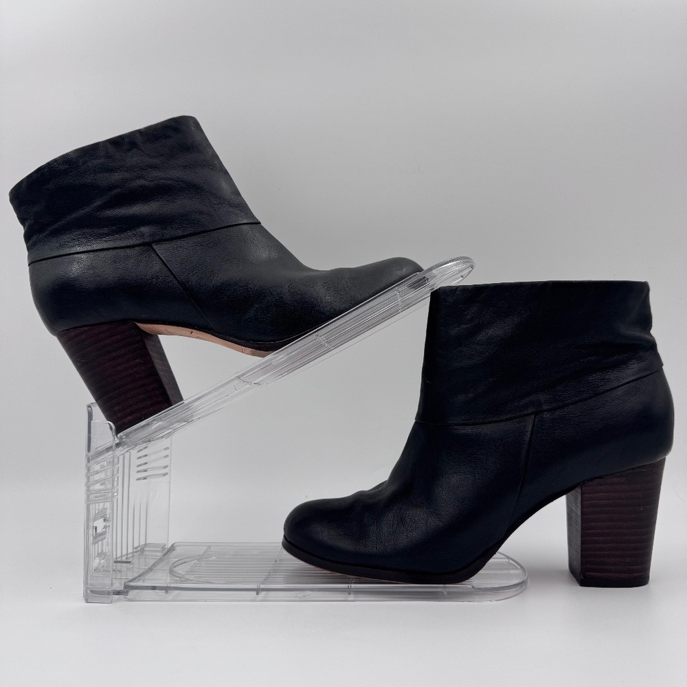 Cole Haan Nike Air Black Leather Ankle Boots - Cassidy Block Heel Women's Bootie